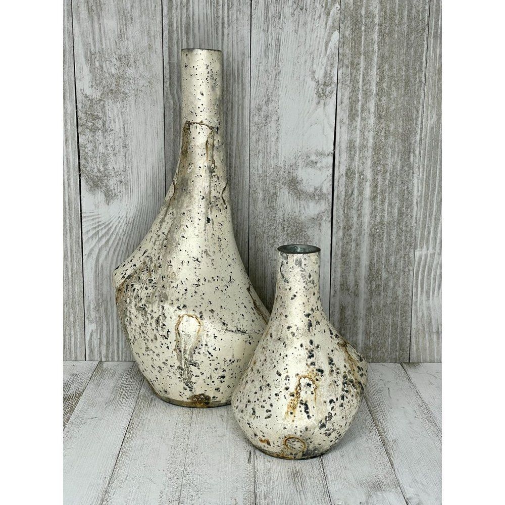 Funky Birch Wood Glass Bud Vases Set of 2